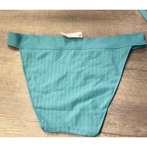 NWT Womens Colsie Teal Blue Ribbed Bralette Bra Panty Underwear Set Size Xxl - Picture 7 of 8